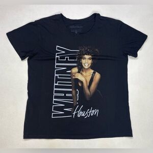 Whitney Houston Graphic T-shirt Women Slim Fit XL Black Short Sleeve Music